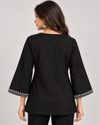 BLACK WOMAN KURTI EMBROIDERY WHITE