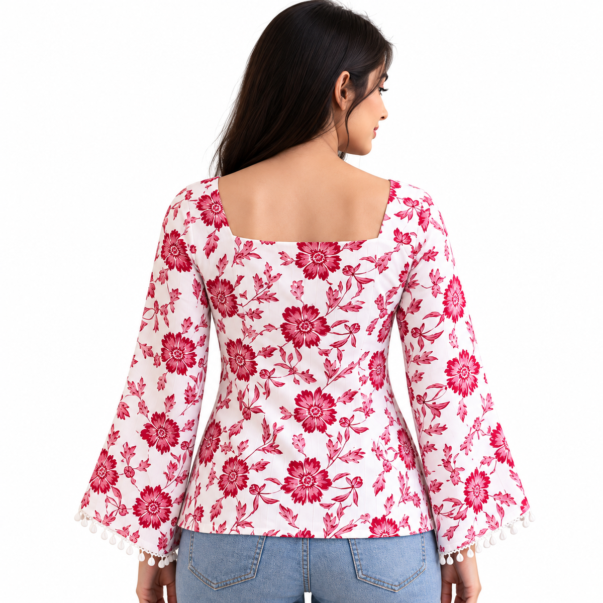 BELL SLEEVES SHORT UNIQUE PRINTED KURTI
