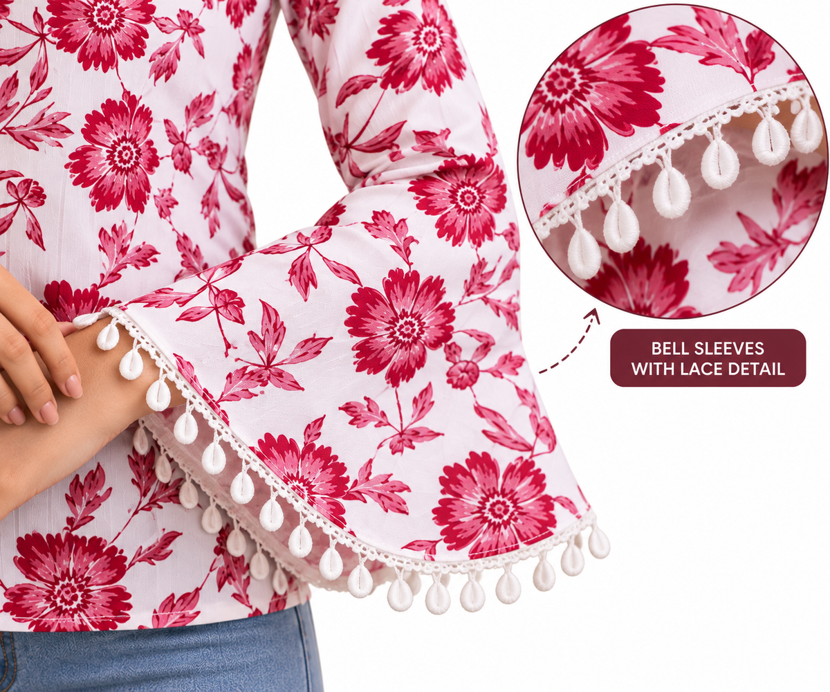 BELL SLEEVES SHORT UNIQUE PRINTED KURTI