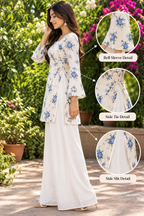New White Printed Cotton Short Kurti with Double Side Dori