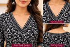 Women's Trending Rayon Printed Black Short Kurti