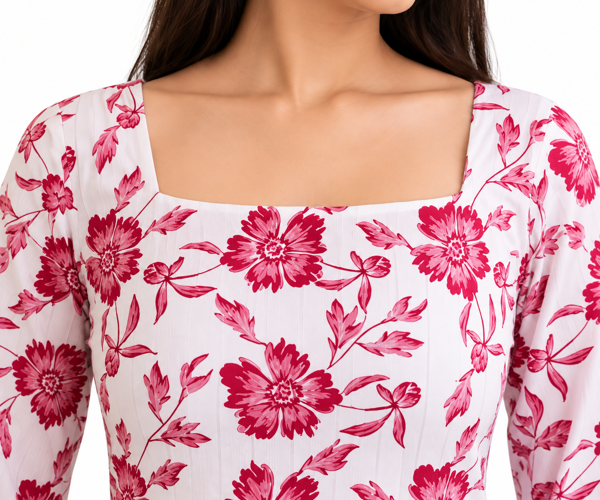 BELL SLEEVES SHORT UNIQUE PRINTED KURTI