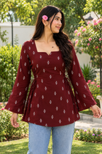 Women's Printed Cotton Short Kurti – Stylish Everyday Wear