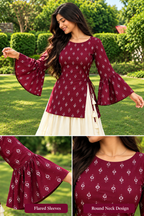 Women's Violet Printed Rayon Kurti