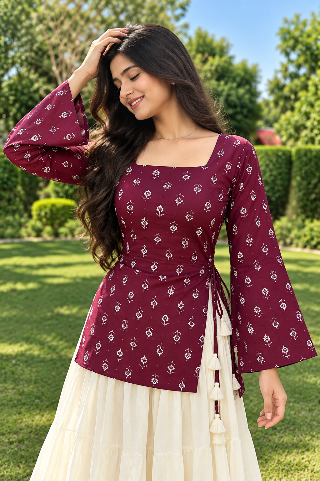Women's Violet Printed Rayon Kurti