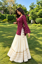 Women's Violet Printed Rayon Kurti