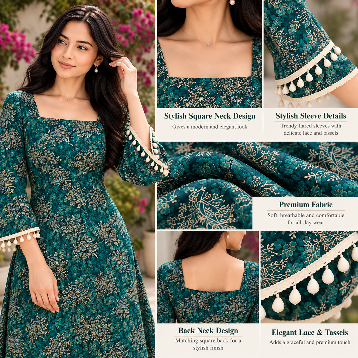 Women's Floral Printed Short Kurti