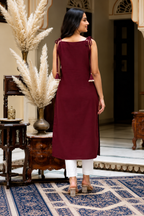 Riya Clothing Women’s Maroon Lace Detail 2-Piece Kurta Pant Set – Elegant Ethnic Wear