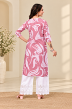 Ria Women’s Printed Crepe Kurti Set – 2 Piece Ethnic Wear Set