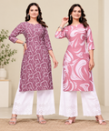 Ria Women’s Printed Crepe Kurti Set – 2 Piece Ethnic Wear Set