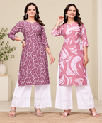 Ria Women’s Printed Crepe Kurti Set – 2 Piece Ethnic Wear Set